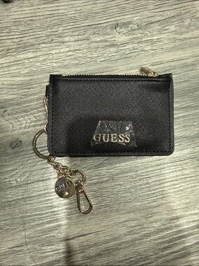 Guess Black Card Case with Gold Keychain Charm